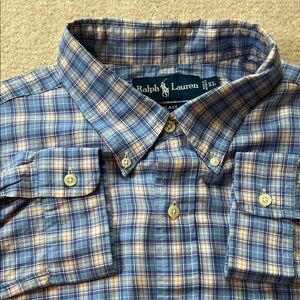 Ralph‎ Lauren Blake XL Blue Plaid Button Down Shirt Pink Pony